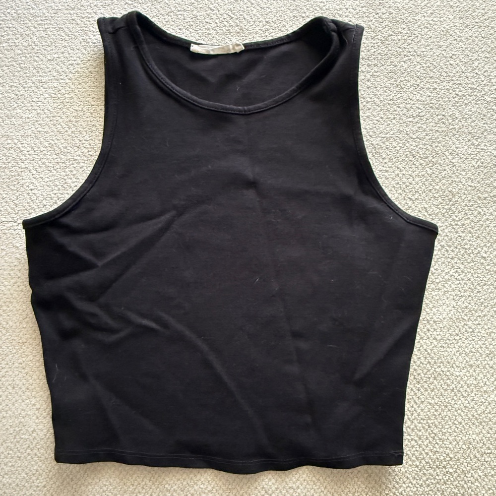 Mickey & Joey Black Stretch Crop Top